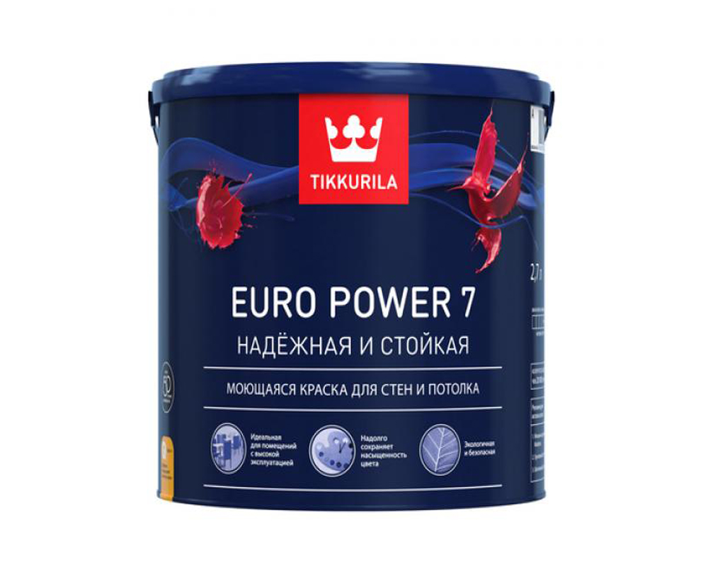 Tikkurila Euro Power 7 моющаяся краска для стен, матовая